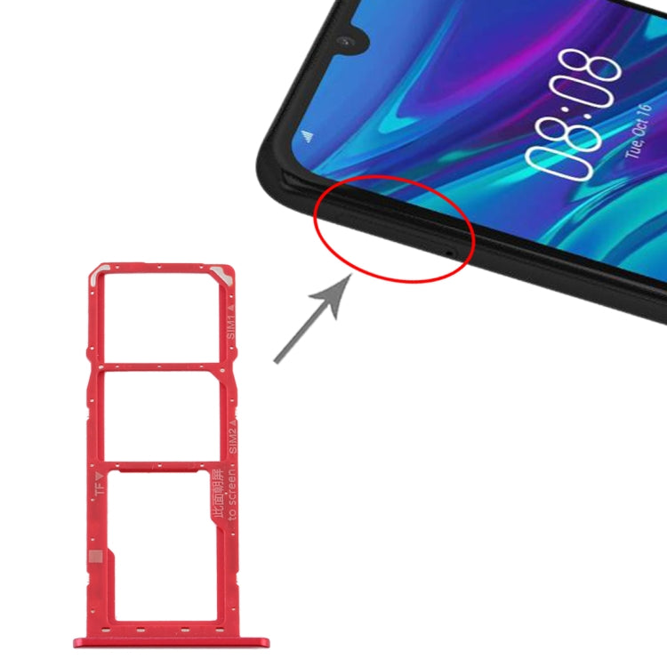 SIM Card Tray + SIM Card Tray + Micro SD Card Tray for Huawei Y6 Pro (2019) (Red) - Card Socket by PMc TechLife | Online Shopping South Africa | PMc TechLife | Buy Now Pay Later Mobicred