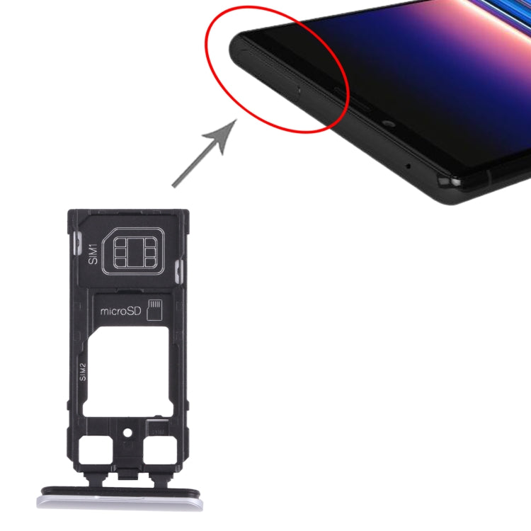 SIM Card Tray + SIM Card Tray / Micro SD Card Tray for Sony Xperia 1 / Xperia XZ4 (Silver) - Card Tray by PMC TechLife | Online Shopping South Africa | PMC TechLife | Buy Now Pay Later Mobicred