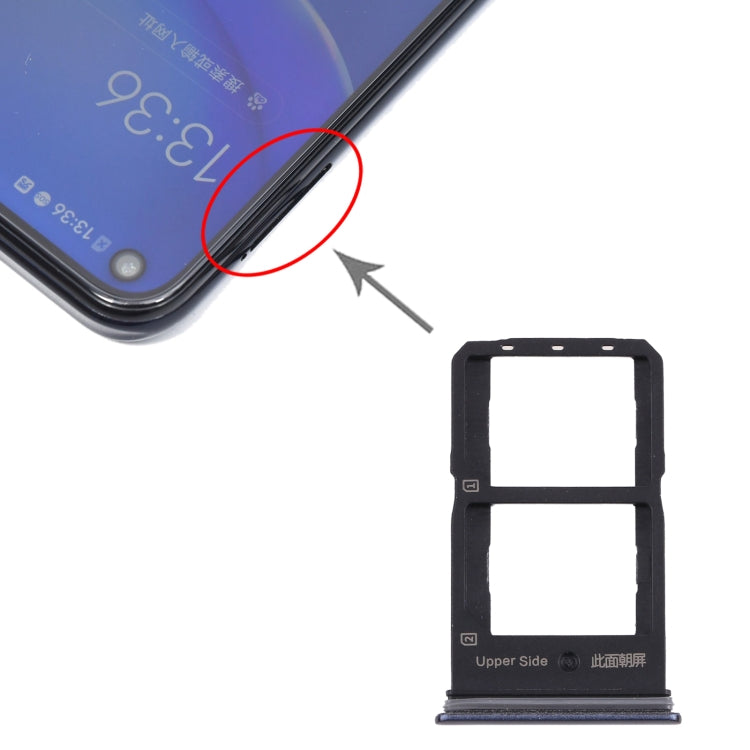 For Vivo Y70s V2002A SIM Card Tray + SIM Card Tray (Black) - Card Socket by PMC Jewellery | Online Shopping South Africa | PMC Jewellery | Buy Now Pay Later Mobicred