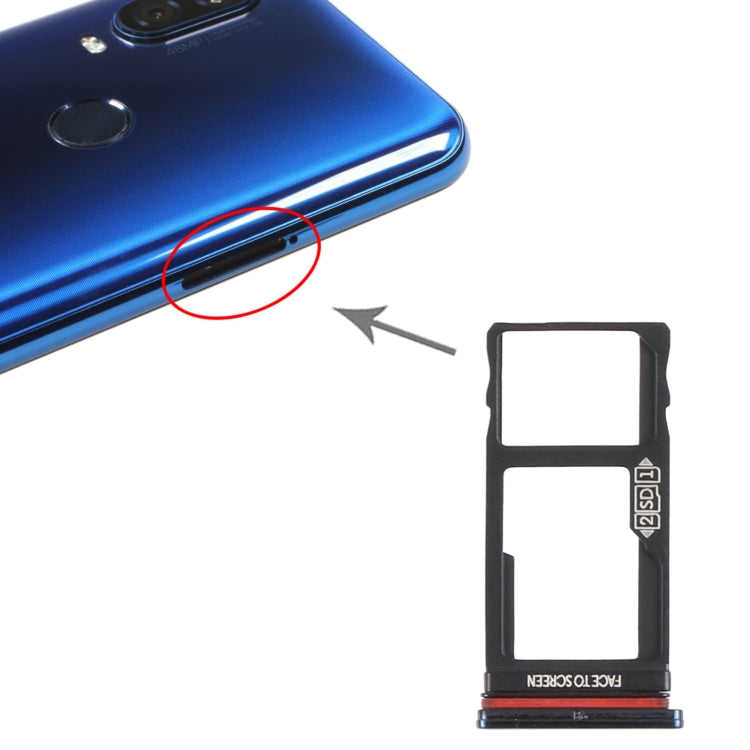 SIM Card Tray + Micro SD Card Tray for Motorola Moto One Vision / P50 (Black) - Card Socket by PMc TechLife | Online Shopping South Africa | PMc TechLife | Buy Now Pay Later Mobicred
