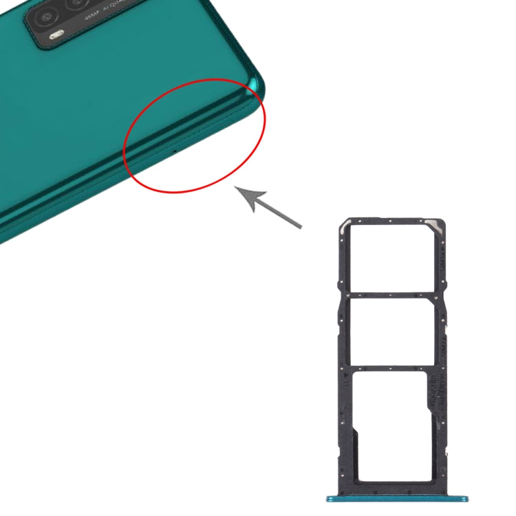 SIM Card Tray + SIM Card Tray + Micro SD Card Tray for Huawei Y7a (Green) - Card Socket by PMc TechLife | Online Shopping South Africa | PMc TechLife | Buy Now Pay Later Mobicred