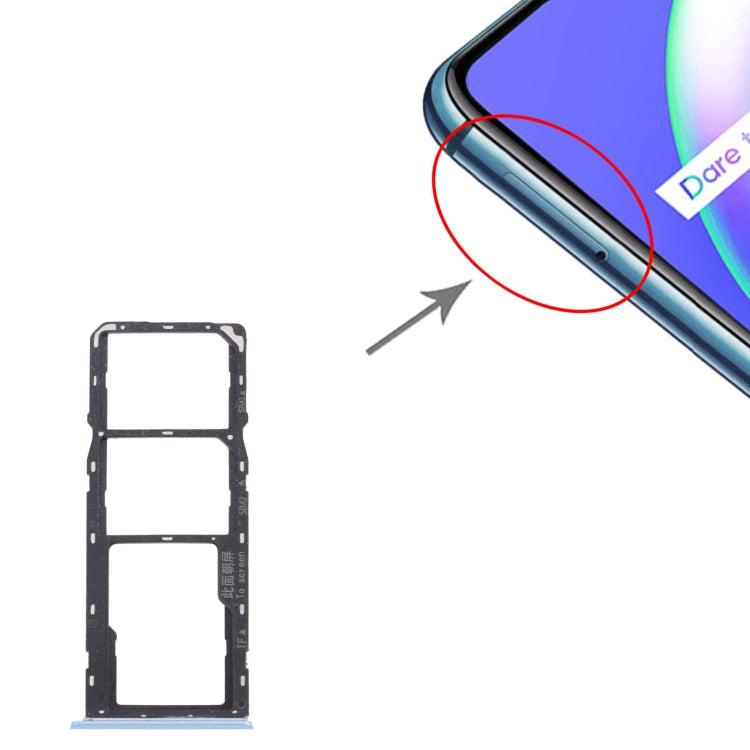 For OPPO Realme C12 RMX2189  SIM Card Tray + SIM Card Tray + Micro SD Card Tray (Blue) - Card Socket by PMc TechLife | Online Shopping South Africa | PMc TechLife | Buy Now Pay Later Mobicred