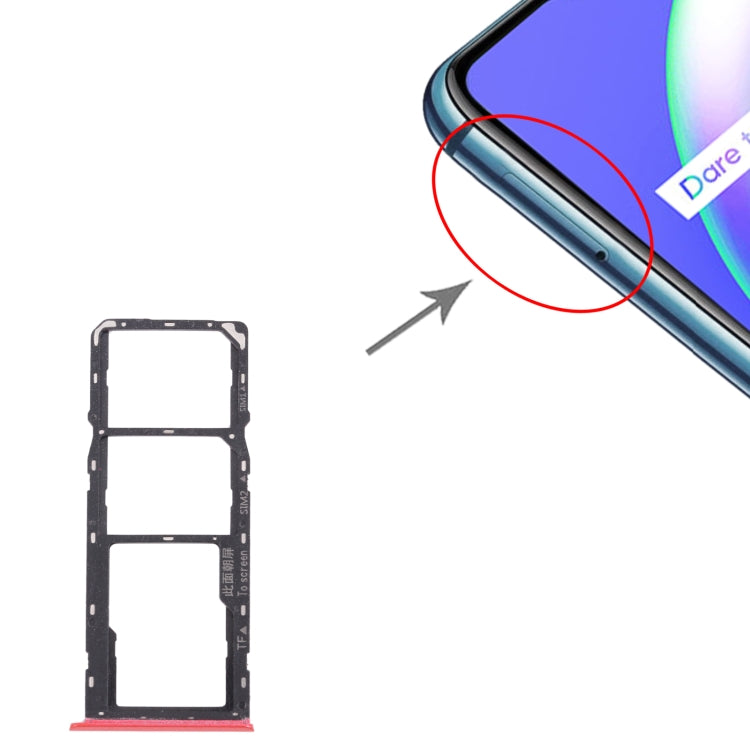 For OPPO Realme C12 RMX2189  SIM Card Tray + SIM Card Tray + Micro SD Card Tray (Red) - Card Socket by PMc TechLife | Online Shopping South Africa | PMc TechLife | Buy Now Pay Later Mobicred