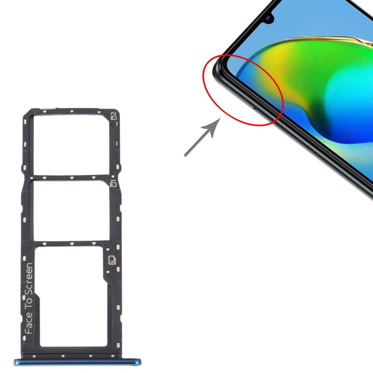 For ZTE Blade V40 Vita SIM Card Tray + SIM Card Tray + Micro SD Card Tray (Blue) - free shipping - PMc TechLife - Order now!