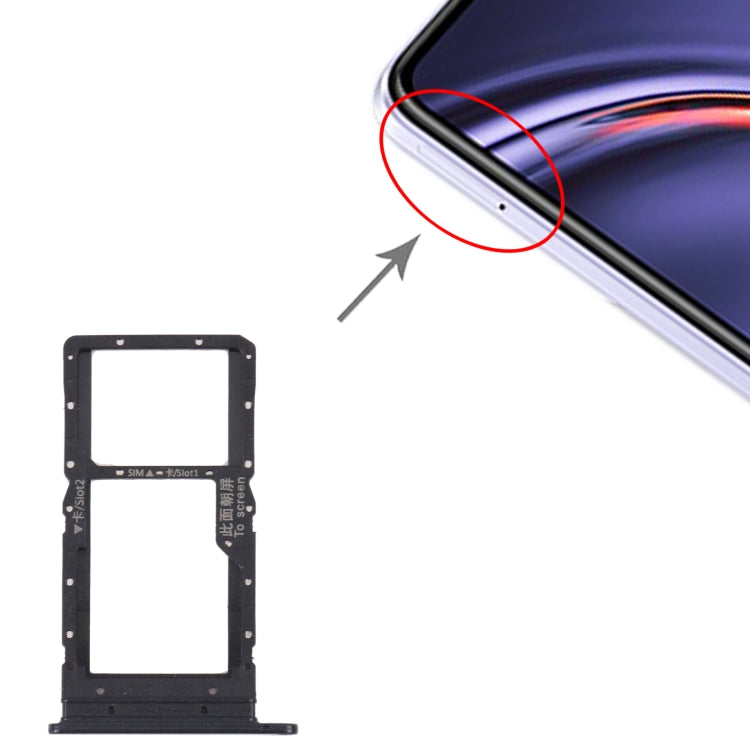 SIM Card Tray + SIM Card Tray / Micro SD Card Tray for Huawei Maimang 10 SE (Black) - Card Socket by PMc TechLife | Online Shopping South Africa | PMc TechLife | Buy Now Pay Later Mobicred
