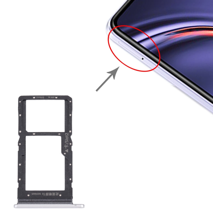 SIM Card Tray + SIM Card Tray / Micro SD Card Tray for Huawei Maimang 10 SE (Silver) - Card Socket by PMc TechLife | Online Shopping South Africa | PMc TechLife | Buy Now Pay Later Mobicred