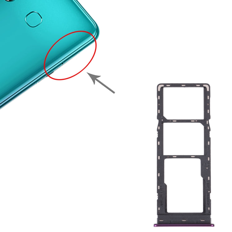 For Infinix S5 X652 SIM Card Tray + SIM Card Tray + Micro SD Card Tray (Purple) - Card Tray by PMc TechLife | Online Shopping South Africa | PMc TechLife | Buy Now Pay Later Mobicred