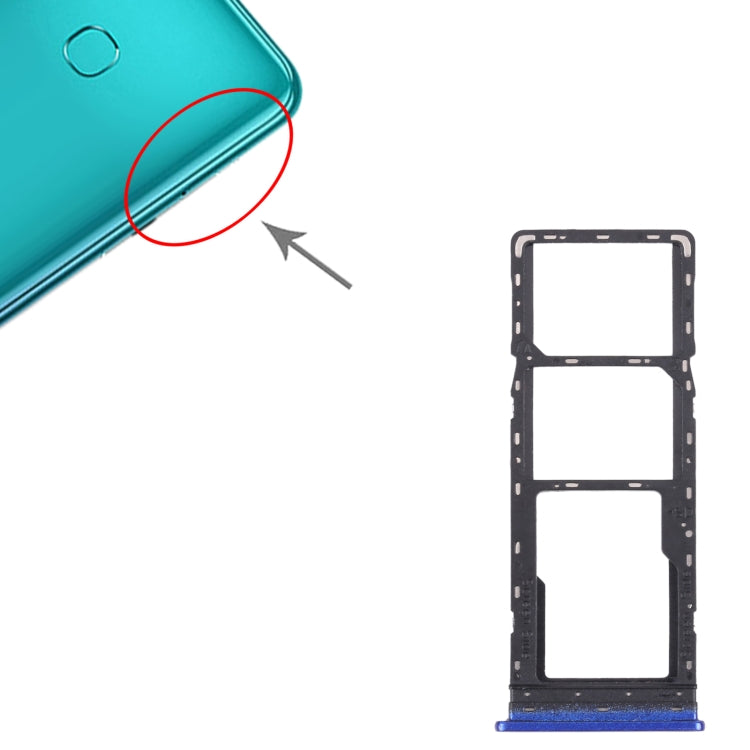 For Tecno Spark 4 Lite KC8S SIM Card Tray + SIM Card Tray + Micro SD Card Tray (Blue) - Card Tray by PMc TechLife | Online Shopping South Africa | PMc TechLife | Buy Now Pay Later Mobicred