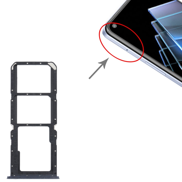 For OPPO K9x SIM Card Tray + SIM Card Tray + Micro SD Card Tray (Black) - Card Socket by PMc TechLife | Online Shopping South Africa | PMc TechLife | Buy Now Pay Later Mobicred