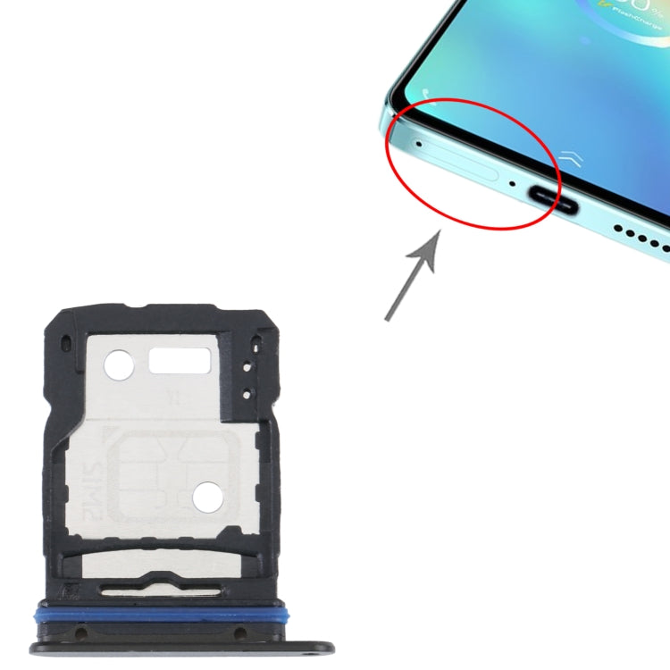 For vivo S15 SIM Card Tray + SIM Card Tray (Black) - Card Socket by PMc TechLife | Online Shopping South Africa | PMc TechLife | Buy Now Pay Later Mobicred