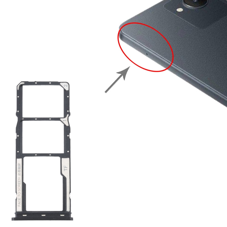 For Xiaomi Redmi A1 2022 / Redmi A1+ SIM Card Tray + SIM Card Tray + Micro SD Card Tray (Black) - Card Tray by PMc TechLife | Online Shopping South Africa | PMc TechLife | Buy Now Pay Later Mobicred