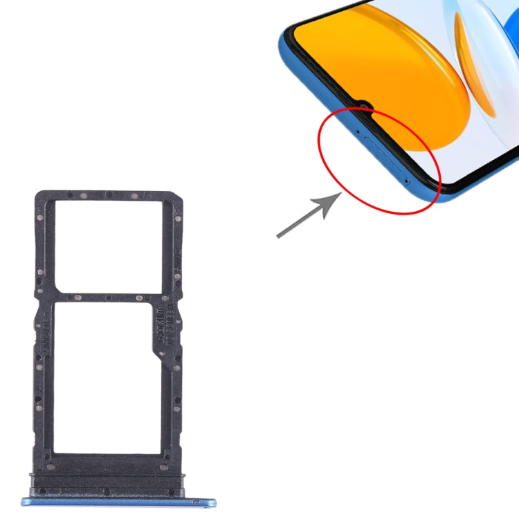 For Honor X7 SIM + SIM / Micro SD Card Tray (Blue) - Card Socket by PMC TechLife | Online Shopping South Africa | PMC TechLife