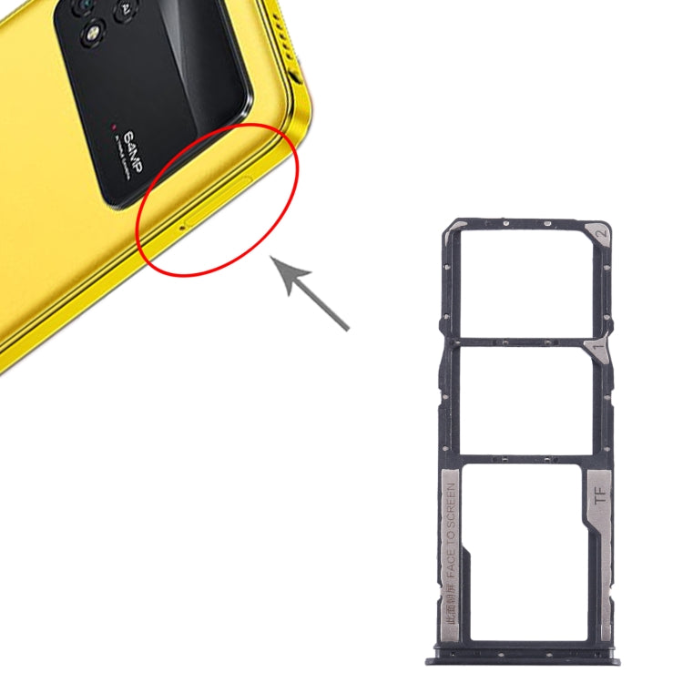 For Xiaomi Poco M4 Pro SIM Card Tray + SIM Card Tray + Micro SD Card Tray (Black) - Card Tray by PMC TechLife | Online Shopping South Africa | PMC TechLife