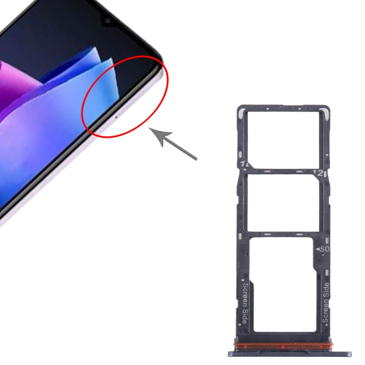 For Tecno Pop 7 BF6 SIM Card Tray + SIM Card Tray + Micro SD Card Tray (Black) - Card Tray by PMC TechLife | Online Shopping South Africa | PMC TechLife
