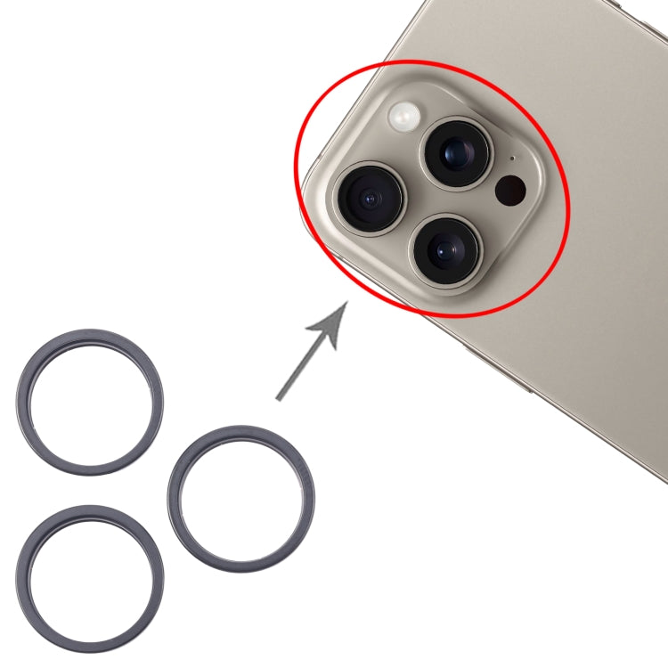 For iPhone 16 Pro 3pcs/set Rear Camera Glass Lens Metal Outside Protector Hoop Ring (Black) - Camera Series by PMC Jewellery | Online Shopping South Africa | PMC Jewellery | Buy Now Pay Later Mobicred