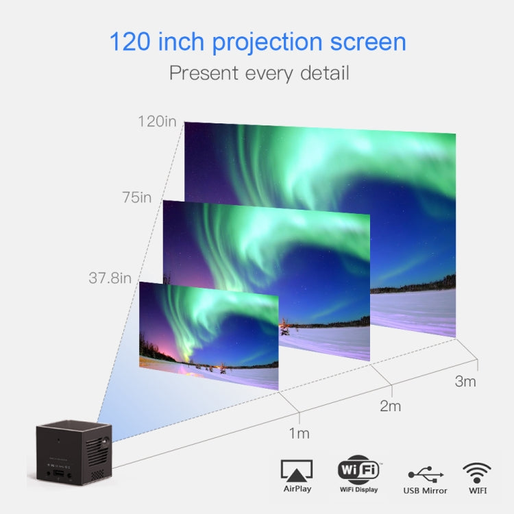 C80 DLP portable HD Projector 120-inch Giant Screen Projector Blu-ray 4K, Android 7.1.2, 2GB + 16GB US Plug - Mini Projector by PMc TechLife | Online Shopping South Africa | PMc TechLife | Buy Now Pay Later Mobicred