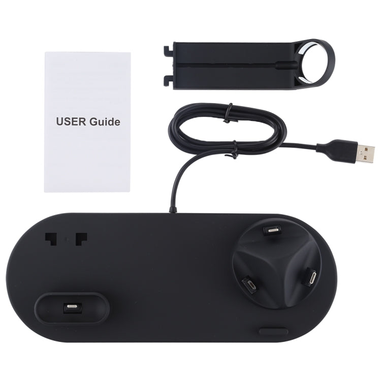 HQ-UD15 5 in 1 Micro USB + USB-C / Type-C + 8 Pin Interface Phone Charging Base with 8 Pin Earphone Charging Interface & Watch Stand, Without Wireless Charger (Black) - Multifunction Charger by PMC Jewellery | Online Shopping South Africa | PMC Jewellery | Buy Now Pay Later Mobicred