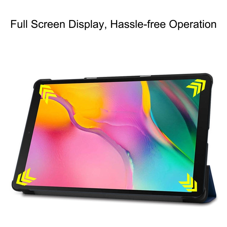 ENKAY PU Leather + Plastic Bottom Case with Three-folding Holder for Galaxy Tab A 10.1 (2019) T510 / T515(Dark Blue) - free shipping - PMc TechLife - Order now!
