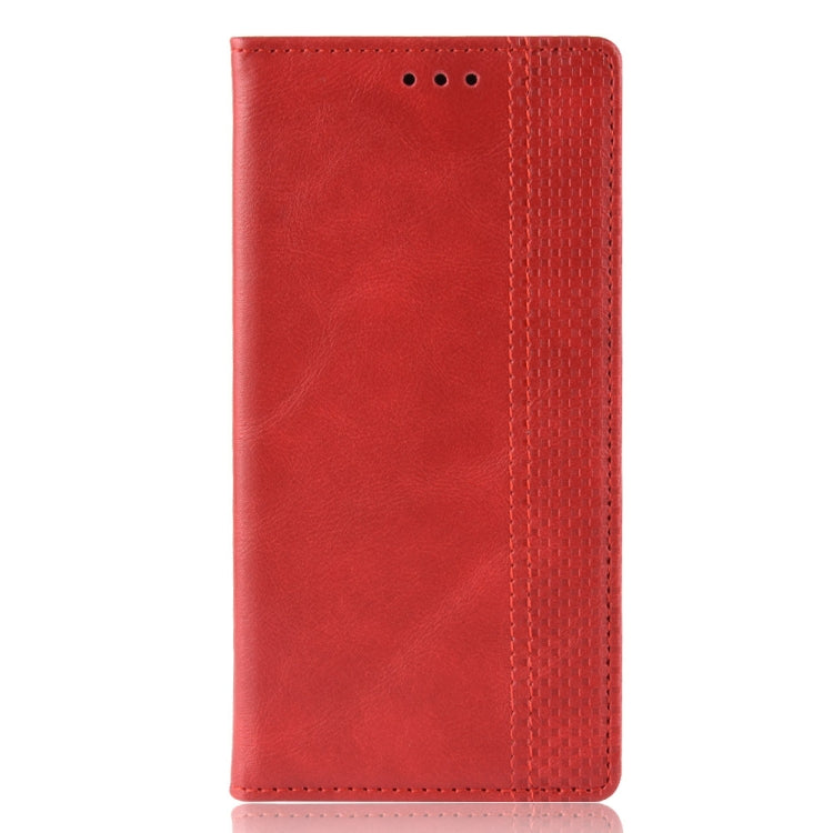 Magnetic Buckle Retro Crazy Horse Texture Horizontal Flip Leather Case for Motorola MOTO One Vision, with Holder & Card Slots & Photo Frame(Red) - Motorola Cases by PMC Jewellery | Online Shopping South Africa | PMC Jewellery | Buy Now Pay Later Mobicred