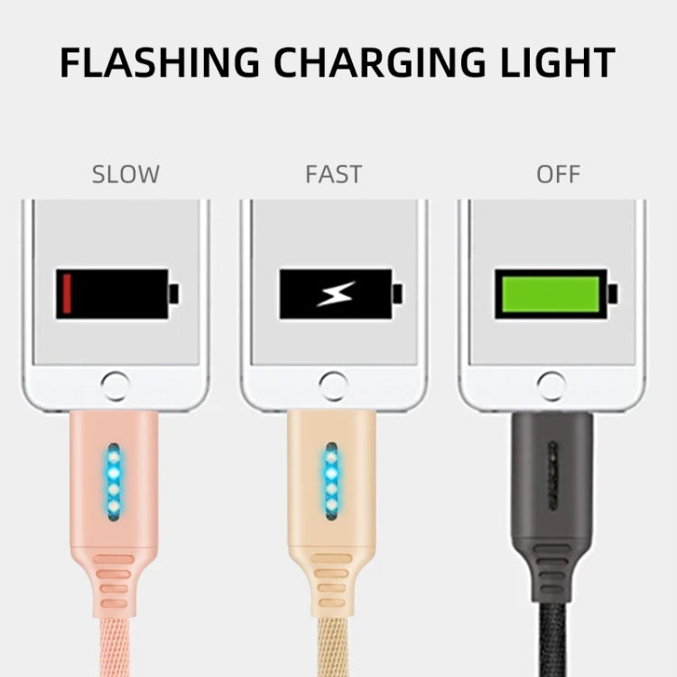 8 Pin Interface Zinc Alloy Marquee Luminous Intelligent Automatic Power off Charging Data Cable(rose gold) - Normal Style Cable by PMC Jewellery | Online Shopping South Africa | PMC Jewellery | Buy Now Pay Later Mobicred