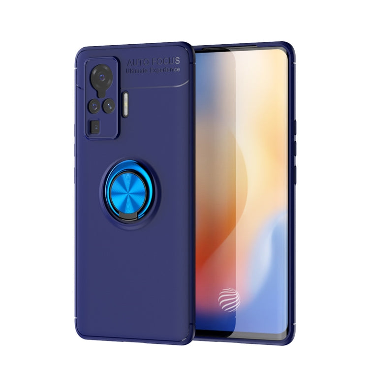 For VIVO X50 Pro Metal Ring Holder 360 Degree Rotating TPU Case(Blue+Blue) - vivo Cases by PMC Jewellery | Online Shopping South Africa | PMC Jewellery