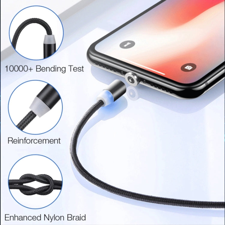 2 in 1 USB to 8 Pin + Micro USB Magnetic Metal Interface Nylon Braided Charging Cable, Length: 1m(Black) - free shipping - PMC Jewellery - Order now!