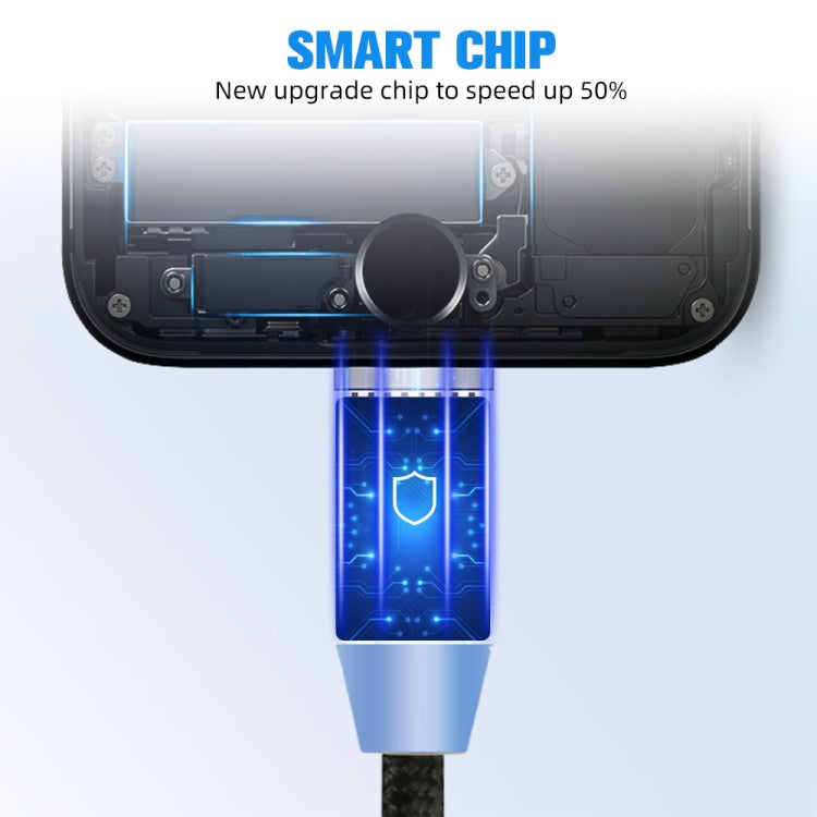 2 in 1 USB to 8 Pin + Micro USB Magnetic Metal Interface Nylon Braided Charging Cable, Length: 1m(Black) - free shipping - PMC Jewellery - Order now!