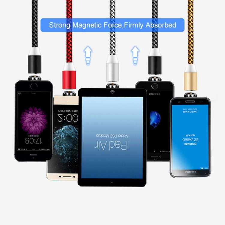2 in 1 USB to 8 Pin + Micro USB Magnetic Metal Interface Nylon Braided Charging Cable, Length: 1m(Black) - free shipping - PMC Jewellery - Order now!