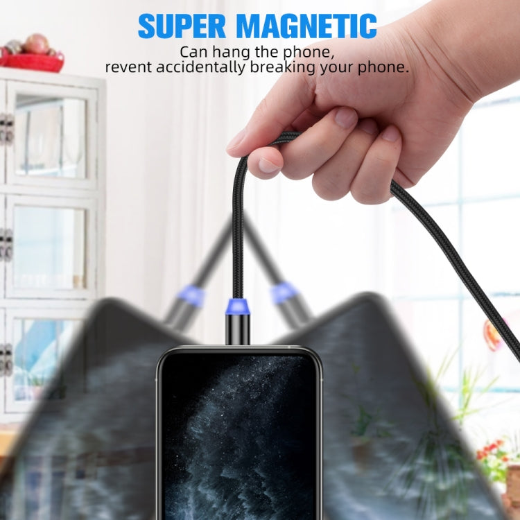 2 in 1 USB to 8 Pin + Micro USB Magnetic Metal Interface Nylon Braided Charging Cable, Length: 1m(Black) - free shipping - PMC Jewellery - Order now!