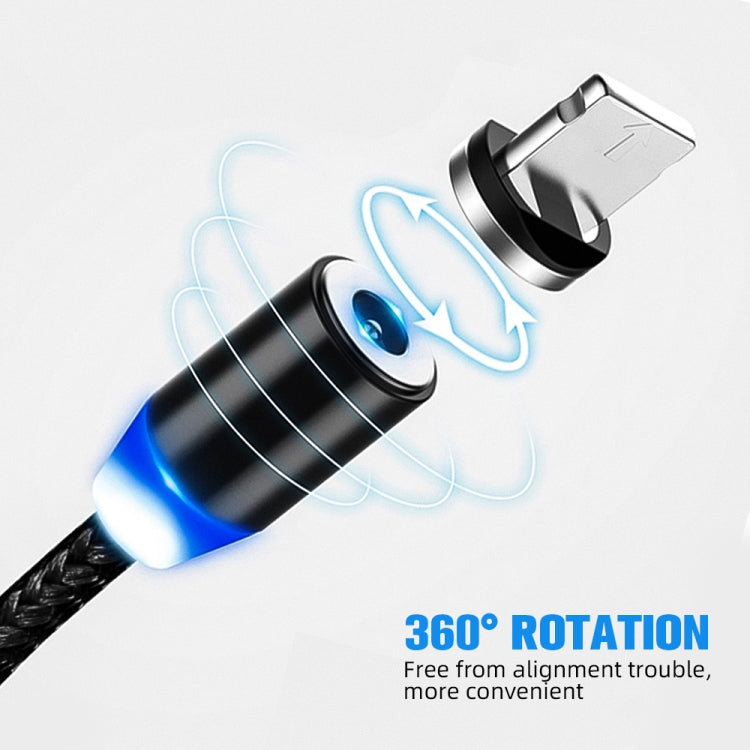 2 in 1 USB to 8 Pin + Micro USB Magnetic Metal Interface Nylon Braided Charging Cable, Length: 1m(Black) - free shipping - PMC Jewellery - Order now!