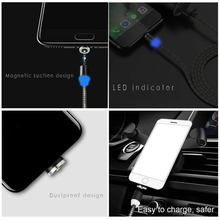 2 in 1 USB to 8 Pin + Micro USB Magnetic Metal Interface Nylon Braided Charging Cable, Length: 1m(Gold) - Charging Cable & Head by PMC Jewellery | Online Shopping South Africa | PMC Jewellery | Buy Now Pay Later Mobicred