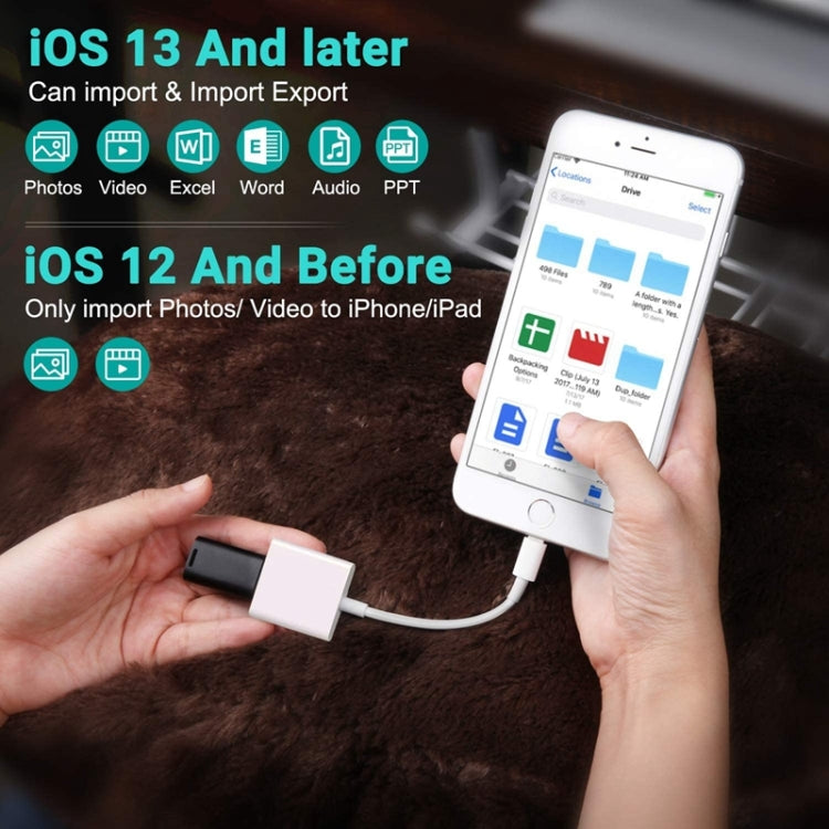 ZS-KL21806 2 in 1 8 Pin to USB 3.0 + Camera USB Read OTG Adapter, Compatible with IOS 13 and Above System - Converter & Adapter by PMC Jewellery | Online Shopping South Africa | PMC Jewellery | Buy Now Pay Later Mobicred