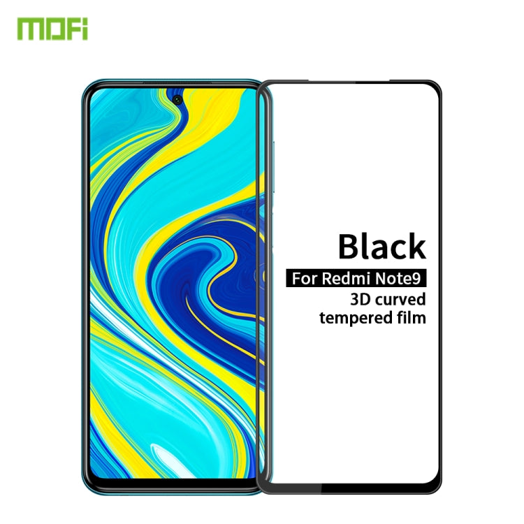 For Xiaomi Redmi Note 9 MOFI 9H 3D Explosion-proof Curved Screen Tempered Glass Film(Black) -  by MOFI | Online Shopping South Africa | PMC Jewellery