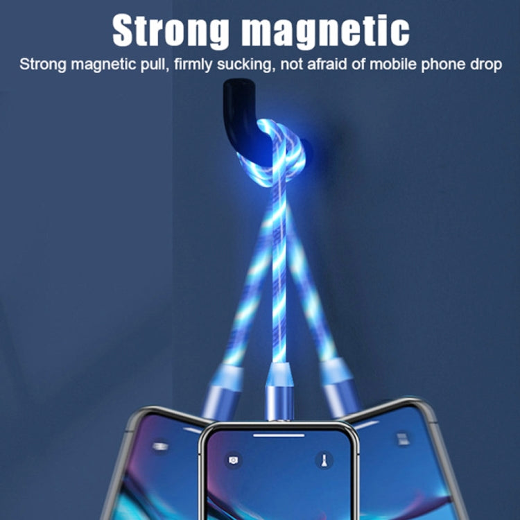USB to 8 Pin Magnetic Suction Colorful Streamer Mobile Phone Charging  Cable, Length: 1m(Blue Light) - free shipping - PMC Jewellery - Order now!