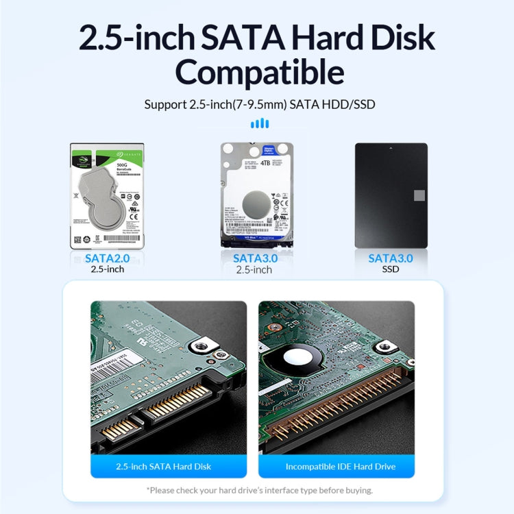 ORICO 2580U3 2.5 inch USB 3.0 SATA Hard Drive Enclosure Classic Mobile Hard Disk Box - HDD Enclosure by ORICO | Online Shopping South Africa | PMC TechLife | Buy Now Pay Later Mobicred
