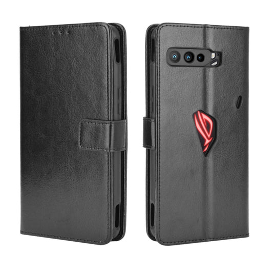 For Asus ROG Phone 3 ZS661KS Retro Crazy Horse Texture Horizontal Flip Leather Case , with Holder & Card Slots & Photo Frame(Black) - ASUS Cases by PMC Jewellery | Online Shopping South Africa | PMC Jewellery