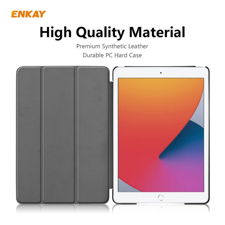 For iPad 10.2 2021 / 2020 / 2019 ENKAY ENK-8014 PU Leather + Plastic Smart Case with Three-folding Holder(Black) - free shipping - PMc TechLife - Order now!