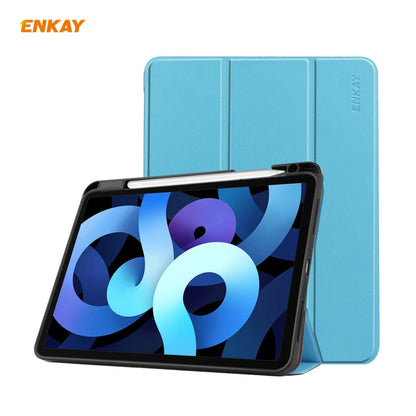 For iPad Air 11 2024 / Pro 11 2018 / Air 10.9 2022 ENKAY TPU Leather Smart Tablet Case with Pen Slot(Light Blue) - iPad Air (2022) / (2020) 10.9 Cases by ENKAY | Online Shopping South Africa | PMC Jewellery | Buy Now Pay Later Mobicred