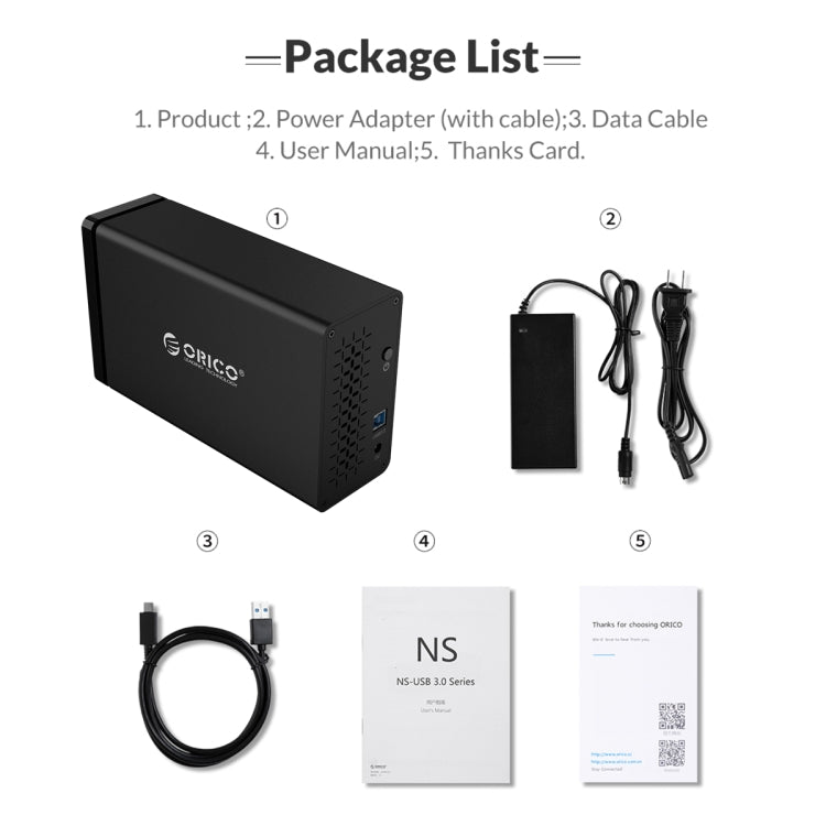 ORICO NS200U3 3.5 inch 2 Bay USB3.0 Hard Drive Enclosure - free shipping - PMC Jewellery - Order now!