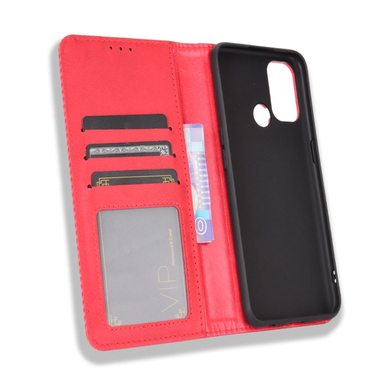 For OPPO A53 2020 / A53S 2020 / A33  Magnetic Buckle Retro Crazy Horse Texture Horizontal Flip Leather Case with Holder & Card Slots & Photo Frame(Red) - OPPO Cases by PMC Jewellery | Online Shopping South Africa | PMC Jewellery | Buy Now Pay Later Mobicred