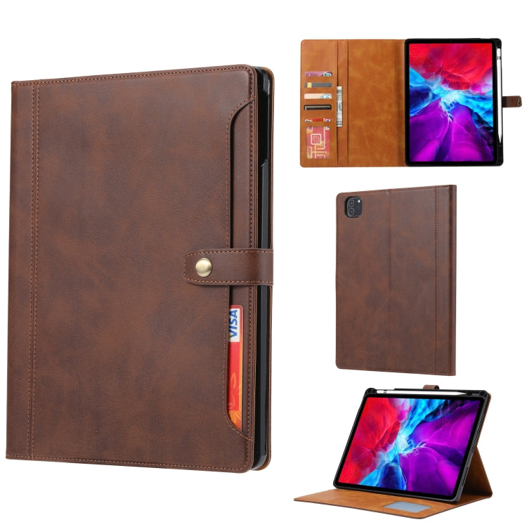 For iPad Air 11 2024 / Air 2022/2020 10.9 Calf Texture Double Fold Clasp Leather Tablet Case (Coffee) - iPad Air (2022) / (2020) 10.9 Cases by PMC TechLife | Online Shopping South Africa | PMC TechLife | Buy Now Pay Later Mobicred