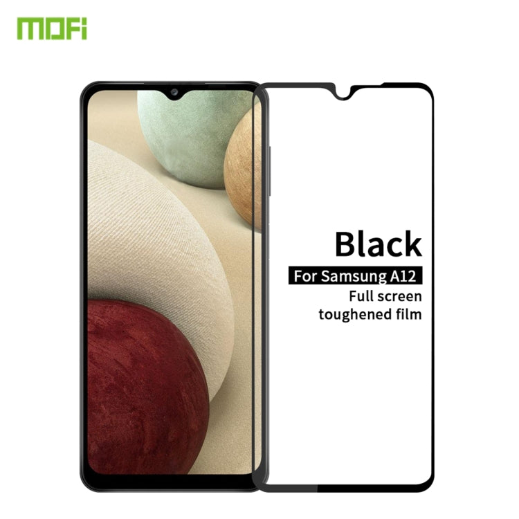 For Samsung Galaxy A12 MOFI 9H 2.5D Full Screen Tempered Glass Film(Black) - Galaxy Tempered Glass by MOFI | Online Shopping South Africa | PMC TechLife | Buy Now Pay Later Mobicred