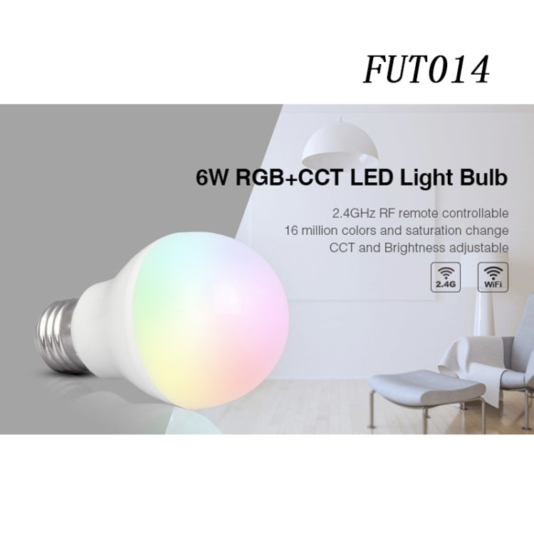 FUT014 E26 / E27 6W RGB + CCT Led Bulb Smart Phone APP WIFI LED Light White Warm Light Dimmable - Smart Light Bulbs by PMC TechLife | Online Shopping South Africa | PMC TechLife | Buy Now Pay Later Mobicred