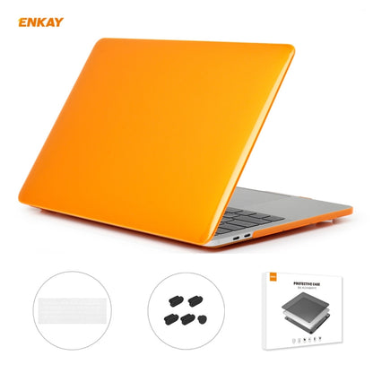 ENKAY 3 in 1 Crystal Laptop Protective Case + US Version TPU Keyboard Film + Anti-dust Plugs Set for MacBook Pro 13.3 inch A1706 / A1989 / A2159 (with Touch Bar)(Orange) - MacBook Pro Cases by ENKAY | Online Shopping South Africa | PMC Jewellery | Buy Now Pay Later Mobicred