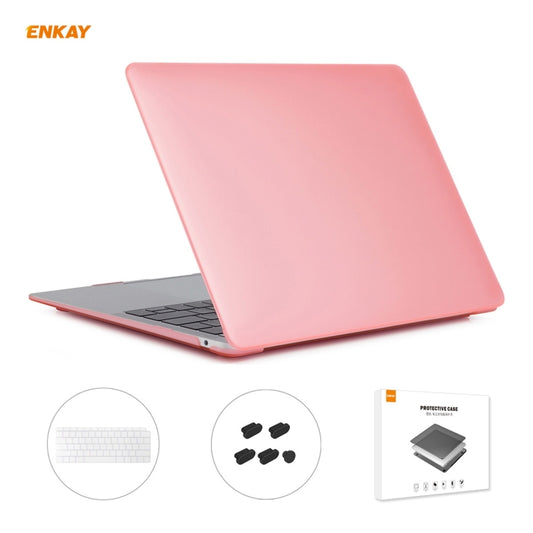 ENKAY 3 in 1 Matte Laptop Protective Case + US Version TPU Keyboard Film + Anti-dust Plugs Set for MacBook Air 13.3 inch A1932 (2018)(Pink) - MacBook Air Cases by ENKAY | Online Shopping South Africa | PMC Jewellery | Buy Now Pay Later Mobicred