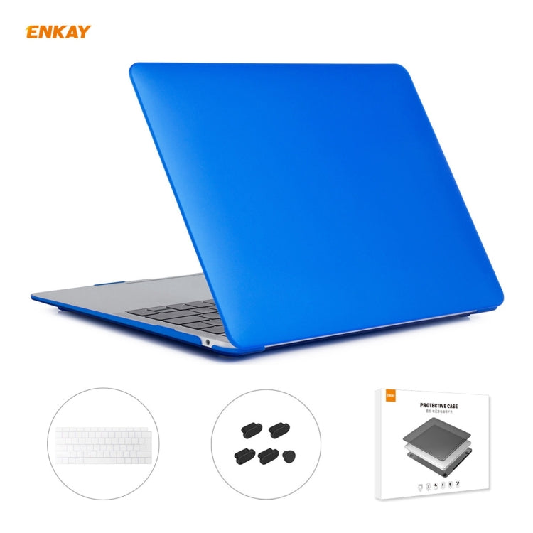 ENKAY 3 in 1 Matte Laptop Protective Case + EU Version TPU Keyboard Film + Anti-dust Plugs Set for MacBook Air 13.3 inch A1932 (2018)(Dark Blue) - MacBook Air Cases by ENKAY | Online Shopping South Africa | PMC Jewellery | Buy Now Pay Later Mobicred