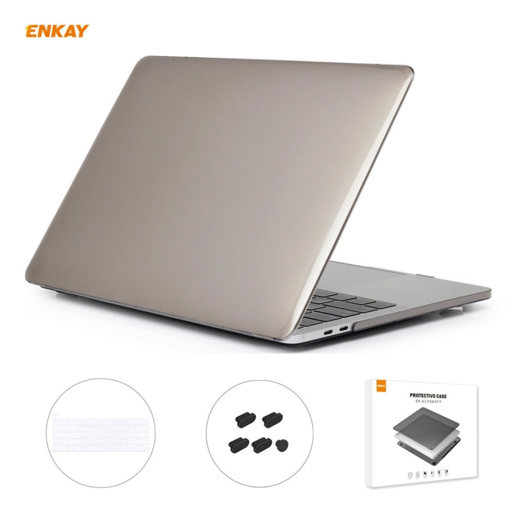 ENKAY 3 in 1 Crystal Laptop Protective Case + US Version TPU Keyboard Film + Anti-dust Plugs Set for MacBook Pro 13.3 inch A2251 & A2289 & A2338 (with Touch Bar)(Grey) - MacBook Pro Cases by ENKAY | Online Shopping South Africa | PMC Jewellery | Buy Now Pay Later Mobicred