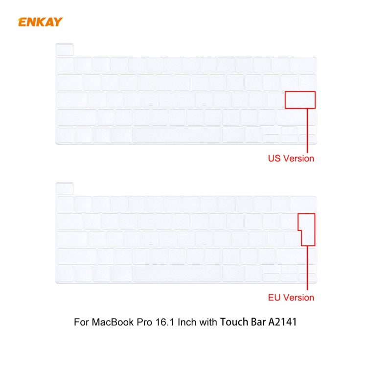 ENKAY 3 in 1 Crystal Laptop Protective Case + EU Version TPU Keyboard Film + Anti-dust Plugs Set for MacBook Pro 16 inch A2141 (with Touch Bar)(Transparent) - MacBook Pro Cases by ENKAY | Online Shopping South Africa | PMC Jewellery | Buy Now Pay Later Mobicred