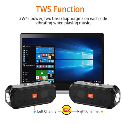 T&G TG280 Solar Power Charging Bluetooth Speakers with Flashlight, Support TF Card / FM / 3.5mm AUX / U Disk / Hands-free Call(Blue) - Desktop Speaker by T&G | Online Shopping South Africa | PMC Jewellery | Buy Now Pay Later Mobicred