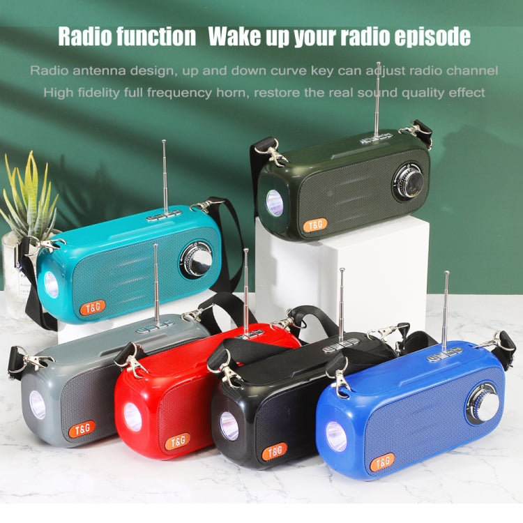 T&G TG613 TWS Solar Portable Bluetooth Speakers with LED Flashlight, Support TF Card / FM / AUX / U Disk(Dark Green) - free shipping - PMC Jewellery - Order now!